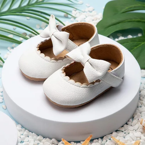 Miniatura 5 de ohsofy Zapatos de Mary Jane antideslizantes con lazo de princesa para bebé y niña, zapatos de vestido de princesa para los primeros pasos, zapatos