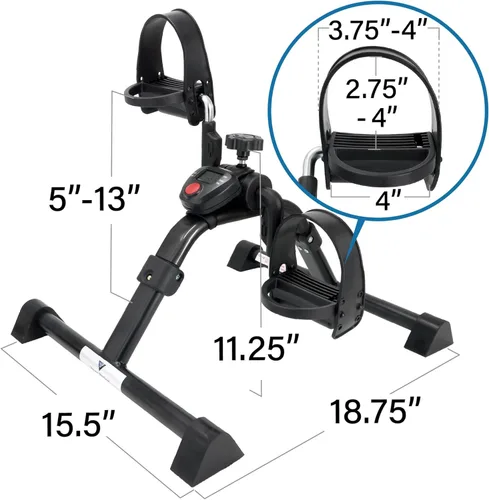 Miniatura 5 de Vaunn Under Desk Bike Pedal Exerciser Ergometer with LCD Display – Mini Pedal Exerciser for Arm & Leg Workout, Folding Desk Cycle for Home Office
