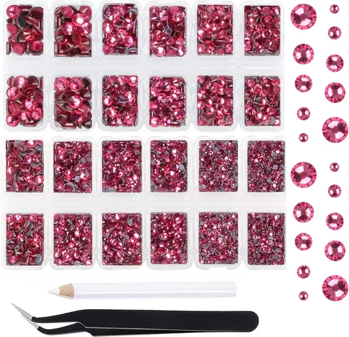 Miniatura 26 de Massive Beads 7800 vasos de hierro termoadhesivos con parte trasera plana, 5 tamaños, diamantes de imitación para hacer proyectos de bricolaje