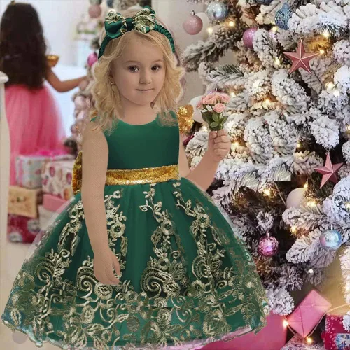 Miniatura 46 de CMMCHAAH - Vestidos de encaje para concursos de niñas bebés de 0-6 años, vestido formal para fiestas con diadema