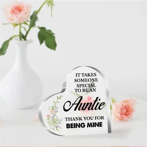 Miniatura 5 de Regalos para tía de sobrina, regalos para tía Navidad, cumpleaños, día de la madre, tía da abrazos como una madre, placa acrílica de corazón regalo