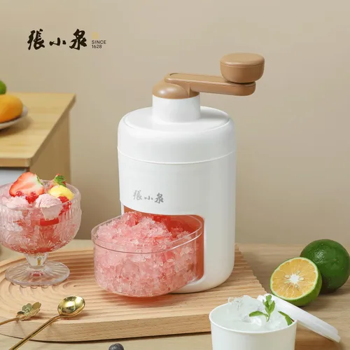 Miniatura 5 de Máquina manual de hielo con manivela, máquina de cono de nieve con bandejas de hielo, sin BPA, ideal para uso doméstico y de campamento Blanco