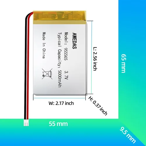 Miniatura 2 de 955565 3.7v Batería 5000mah 955565 Li-ion Li-ion Batería de polímero de iones de litio [actualizada] Compatible para múltiples dispositivos 955565