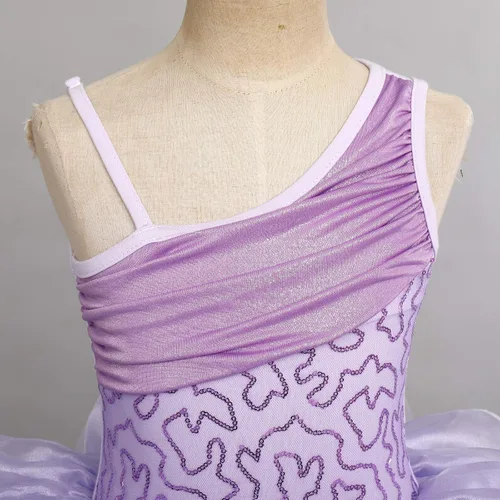 Miniatura 4 de IDOPIP Vestido de ballet con volantes y falda tutú para niñas pequeñas, con lentejuelas y flores, de 3 a 10 años