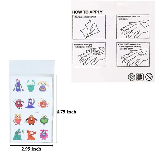 Miniatura 6 de Ooopsi Monster - Tatuajes temporales para niños, más de 120 tatuajes, lindos tatuajes de dibujos animados para niños y niñas, decoración de fiesta