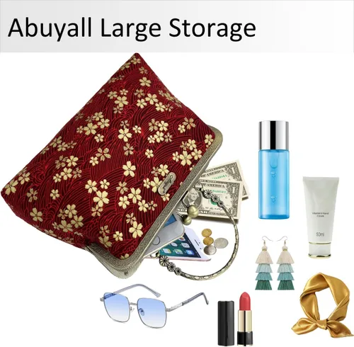 Miniatura 71 de Bolso floral con asa superior, bolso de noche Kiss Lock para mujer, bolso vintage