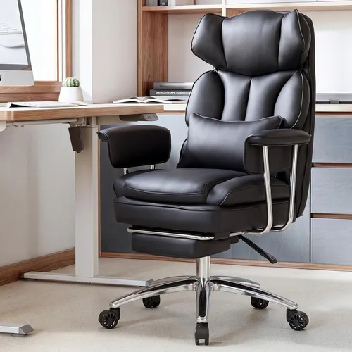 Miniatura 2 de Sweetcrispy Silla Ejecutiva de Escritorio para Oficina en Casa - Ergonómica Grande y Alta con Respaldo Alto con Reposapiés y Soporte Lumbar