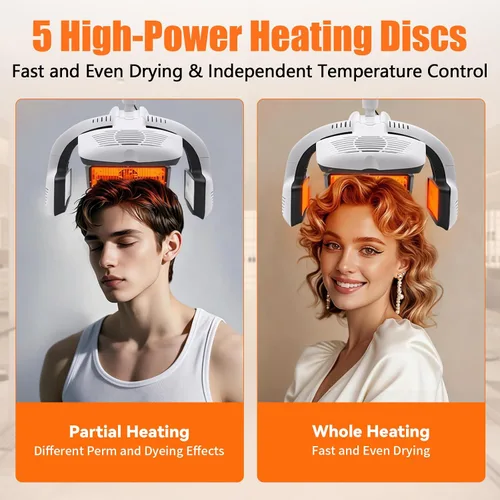 Miniatura 3 de Secador de pelo profesional multifunción, secador de peluquería de alta potencia de 1500 W con 5 discos térmicos y brazo ajustable giratorio