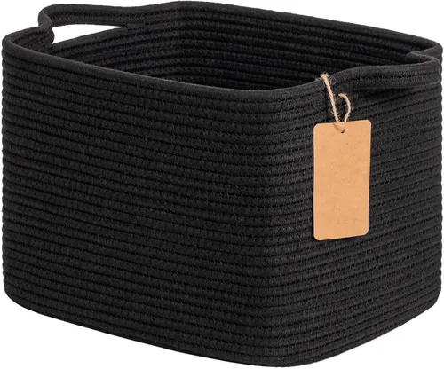 Goodpick Cesta de Almacenamiento Negra para Estantes, Cestas Tejidas para Almacenamiento, Cestas de Almacenamiento de Juguetes para Niños, Cesta