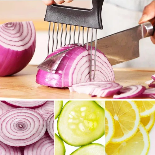 Miniatura 4 de Soporte para rebanadas de cebolla de acero inoxidable, soporte de cebolla mejorado 2024 para cortar limón, cortador de verduras, herramienta 1pcs
