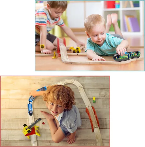 Miniatura 9 de KipiPol Conjunto de Tren de Juguete Locomotora de Acción a Batería para Vías de Madera, (Magnético) - Compatible con Thomas The Train Toys, Conjunto