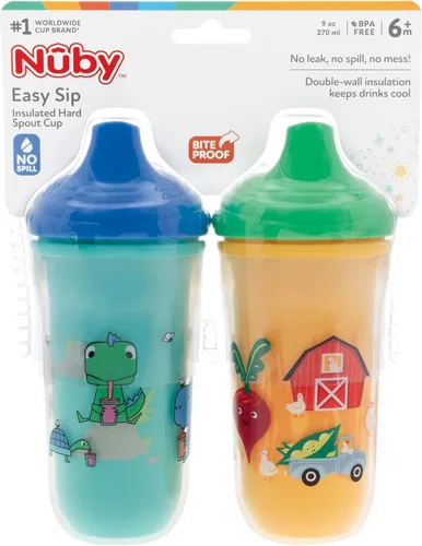 Miniatura 7 de Nuby No-Spill Insulated Hard Spout 9 oz Cup, Colors/Prints May Vary,2 Count (Pack of 1)