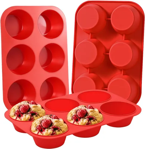 Miniatura 23 de CAKETIME Moldes de silicona para magdalenas para hornear, molde de tamaño regular para magdalenas, molde para hornear moldes de silicona