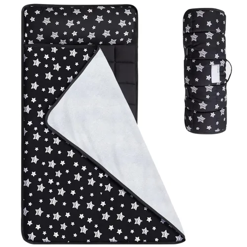 Miniatura 11 de Moonsea Tapete para siesta para niños pequeños con almohada y manta de vellón Minky gris, ligero y suave, perfecto para niños de preescolar