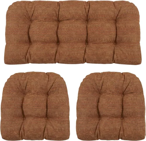 Miniatura 63 de RSH DECOR: Sunbrella - Juego de 3 cojines de mimbre copetudos 41 x 19 pulgadas y 19 x 19 pulgadas Fabricado con tela de rendimiento Sunbrella
