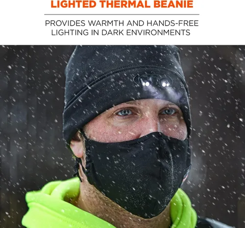 Miniatura 2 de Ergodyne Sombrero de invierno para hombre con herramientas de luces LED, fábrica, talla única de EE. UU