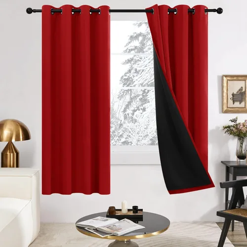 Miniatura 47 de Deconovo Cortinas 100% opacas, cortinas de ventana con aislamiento térmico, paneles reductores de ruido, cortinas de forro negro, con ojales