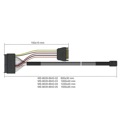 Miniatura 7 de LINKUP - Cable interno U.2 de 16G (85Ω 85ohm PCIe Gen 4 Mini SAS HD a U.2/SFF-8643 a SFF-8639) con alimentación SATA - 2.0 ft/2 pies
