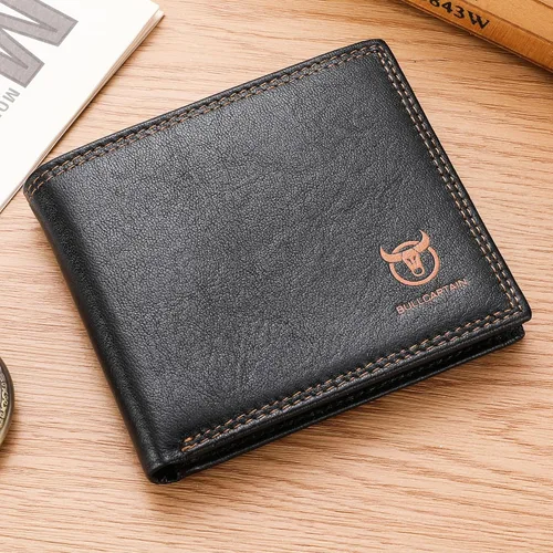 Miniatura 121 de LUKZIJAES Billetera de cuero genuino para hombre, con bloqueo RFID, delgada, plegable, bolsillo frontal, #3-Café, Vintage