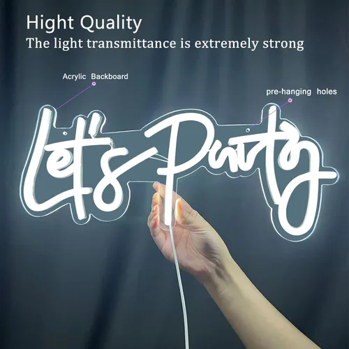 Miniatura 9 de Letrero de neón de Let's Party, luces LED de neón para decoración de pared de dormitorio, luces decorativas artísticas para despedida de soltera