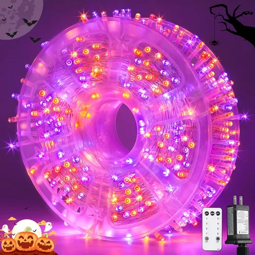 Miniatura 62 de JMEXSUSS Luces rojas blancas y azules con cable transparente, 66 pies, 200 luces LED para decoración del 4 de julio, luz de Navidad para celebración