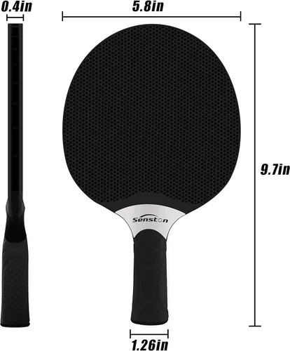 Miniatura 4 de Set de raquetas de tenis de mesa Senston, raqueta de tenis de mesa profesional con 3 bolas, juego de paletas de ping pong de goma compuesta Negro
