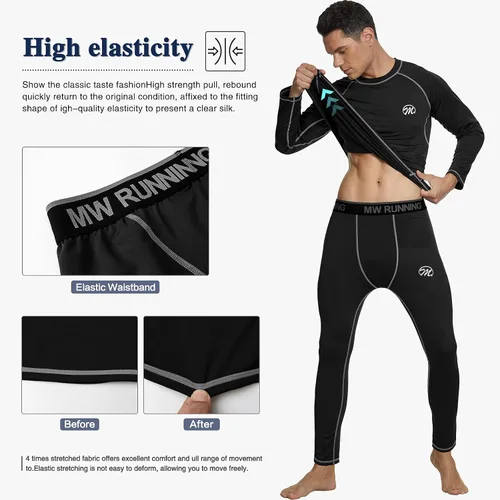 Miniatura 4 de MeetHoo Mens Thermal Underwear Set Base Layers Winter Gear Compression Long Johns with Fleece Lined for Skiing