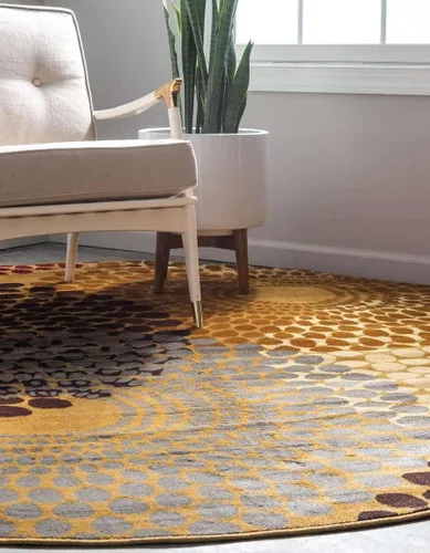Miniatura 4 de Unique Loom Barista Collection - Alfombra de área Java (6 pies 1 pulgada, redonda, beige/negro)