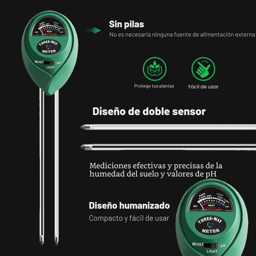 Miniatura 3 de Vivosun - Probador de suelo, medidor de humedad, luz y pH 3 en 1 para casa, jardín, césped, granja, uso en interiores y exteriores, promueve