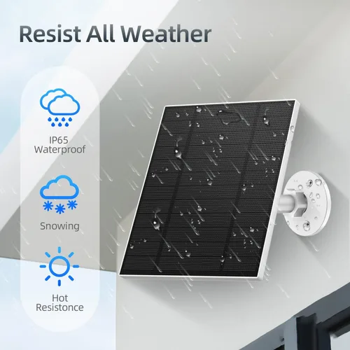 Miniatura 4 de Panel Solar de 5W de 2 Piezas para Cámara de Seguridad, Panel Solar con Puerto Micro USB y USB-C para Cámara para Exteriores con Batería Recargable