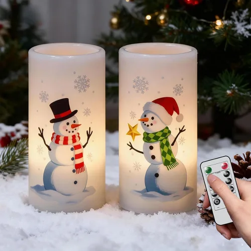 Miniatura 21 de Eldnacele Árbol Verde Decoración Navideña Velas Sin Llama Parpadeantes con Temporizadores Diarios Automáticos, Velas LED Operadas con Pilas, Cera