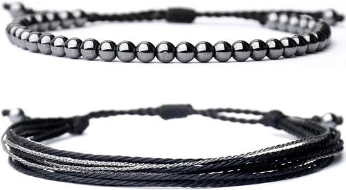 Miniatura 15 de Mezcla Vida Pulseras de cuentas de piedra natural para hombres y mujeres, unisex, ajustables, impermeables, juego de pulseras de cuerda para el día