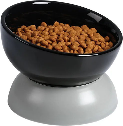 Miniatura 20 de ABRUTY Cuenco de agua para gatos, cuencos elevados de cerámica de 16 onzas, plato de comida para mascotas inclinado y elevado en 15°, antivómito