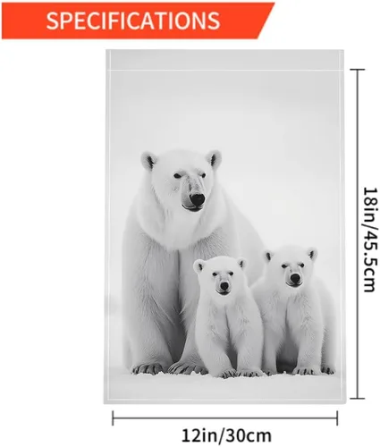 Miniatura 2 de Moslion Bandera de jardín de oso polar, safari natural, oso polar con cachorros, banderas de nieve de doble cara, bandera de bienvenida para patio