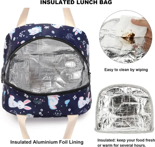 Miniatura 3 de Bolsa de almuerzo de conejo para mujeres y niñas, bolsas de picnic reutilizables con aislamiento para adultos y niños, trabajo, escuela, senderismo