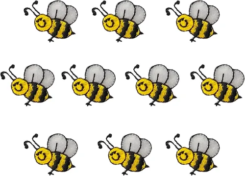 Miniatura 4 de Parche bordado para planchar en miniatura de abeja sonriente pequeña (1)