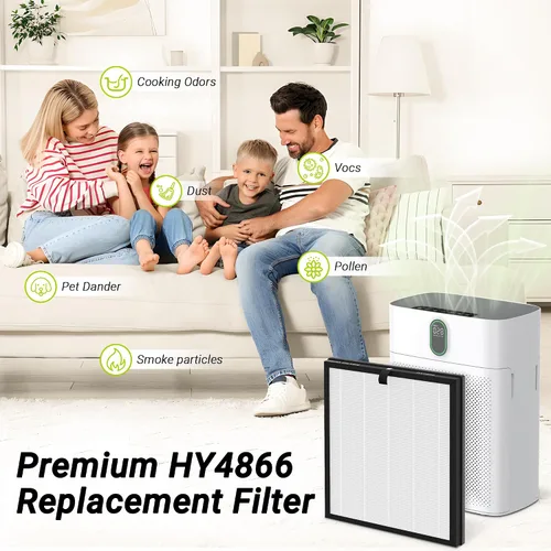 Miniatura 4 de HY4866 Filtro de repuesto de alta calidad compatible con Morento HY4866, HEAPETS P358, Westhey HY4866 y YIOU M1 purificador de filtro de aire, 2