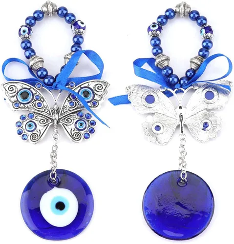 Miniatura 4 de Colgante de pared de cristal turco contra el mal de ojo, adorno azul de 6.69 pulgadas, amuleto de buena suerte, decoración de automóvil para oficina
