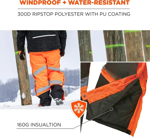 Miniatura 3 de Ergodyne GloWear 8928 - Overol térmico con aislamiento, alta visibilidad, resistente a la intemperie