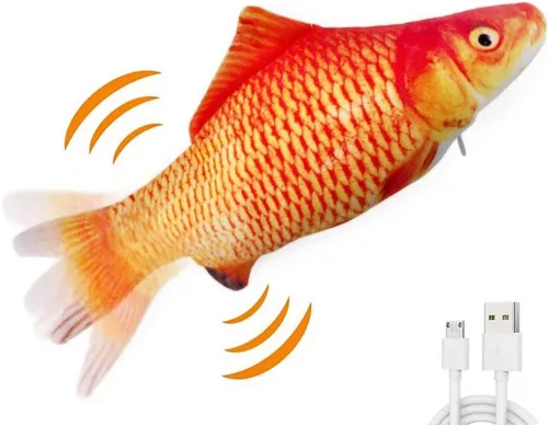 Miniatura 8 de QIAONIUNIU Juguetes de peluche interactivos de peces móviles eléctricos