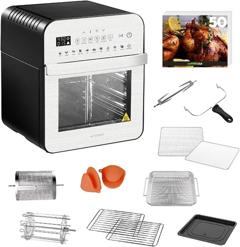 Miniatura 13 de GoWISE USA GW44800-O Freidora de aire eléctrica de lujo de 12.7 cuartos de galón, 15 en 1, con asador y deshidratador + 50 recetas QT, negro/plata