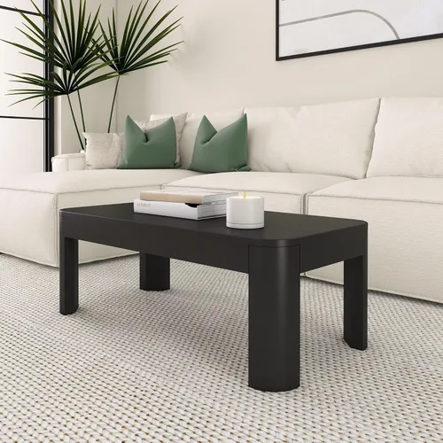 Miniatura 13 de Plank+Beam Forma - Mesa de centro moderna de 54 pulgadas con estante, mesa central contemporánea con espacio de almacenamiento, mesa de té Nuez