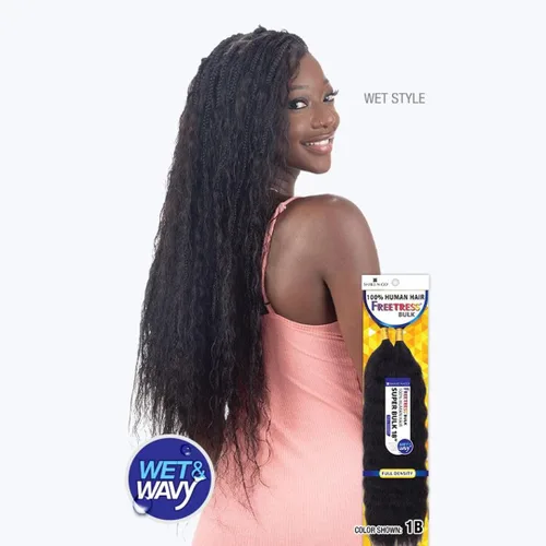 Miniatura 2 de FreeTress - Trenzas de cabello humano, súper a granel de 18 pulgadas (1 negro azabache)