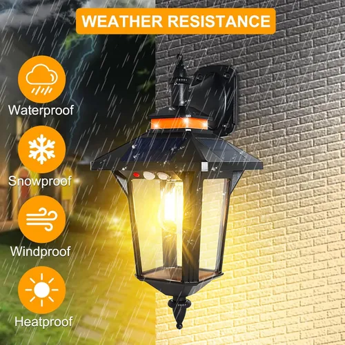 Miniatura 4 de Linterna de Pared Solar con 3 Modos, Luz de Pared Solar con Sensor de Movimiento Impermeable, Luces LED de Porche Delantero del Anochecer al