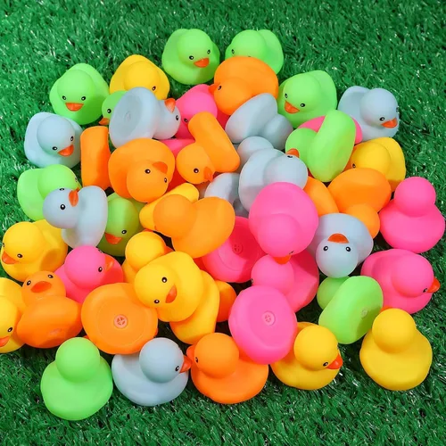Miniatura 7 de Paquete de 50 mini patos de goma multicolor de juguete de baño de patos pequeños