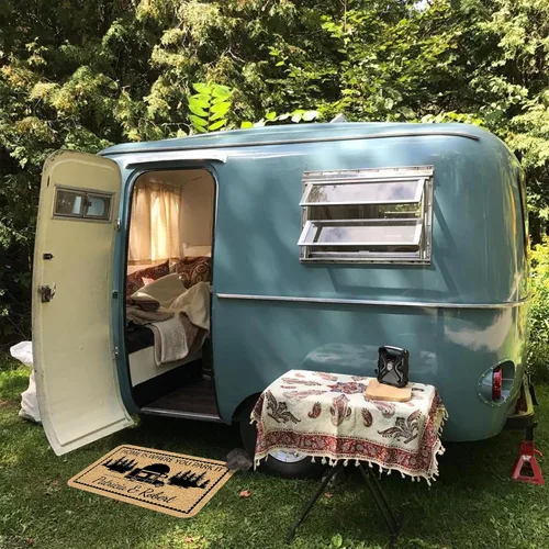 Miniatura 2 de Tapete de bienvenida personalizado para cámper, tapete de campamento personalizado con nombre de la familia, accesorios para cámper
