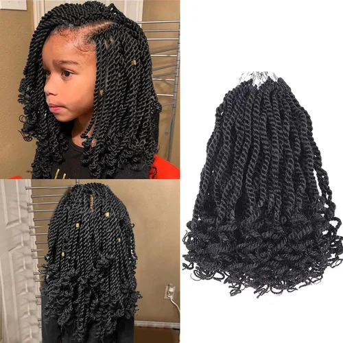 Miniatura 63 de Cabello rubio de ganchillo para mujeres negras, trenzas senegalesas onduladas de ganchillo de 12 pulgadas, trenzas kinky de ganchillo cortas 27613