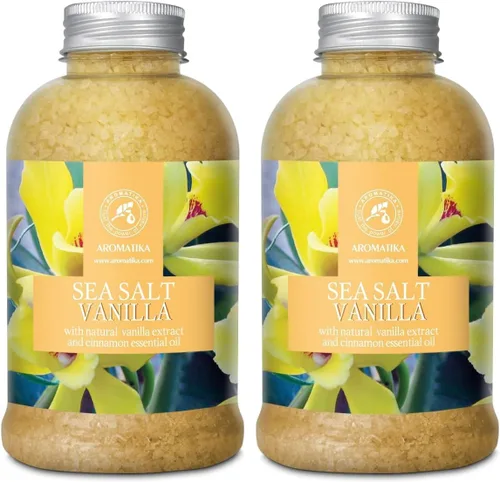 Miniatura 10 de Sal marina de vainilla de 21.16 onzas – con aceites esenciales de vainilla y canela – Sales marinas de baño naturales – Lo mejor para el baño – Buen