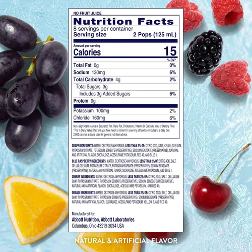 Miniatura 2 de Pedialyte Paquete de hidratación: paquete variado de 64 unidades de paletas congeladoras de electrolitos (uva, frambuesa azul, cereza, naranja)