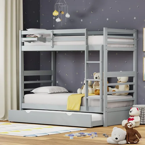 Miniatura 27 de Glenwillow Home Litera Plana de madera maciza individual sobre cama matrimonial, color espresso